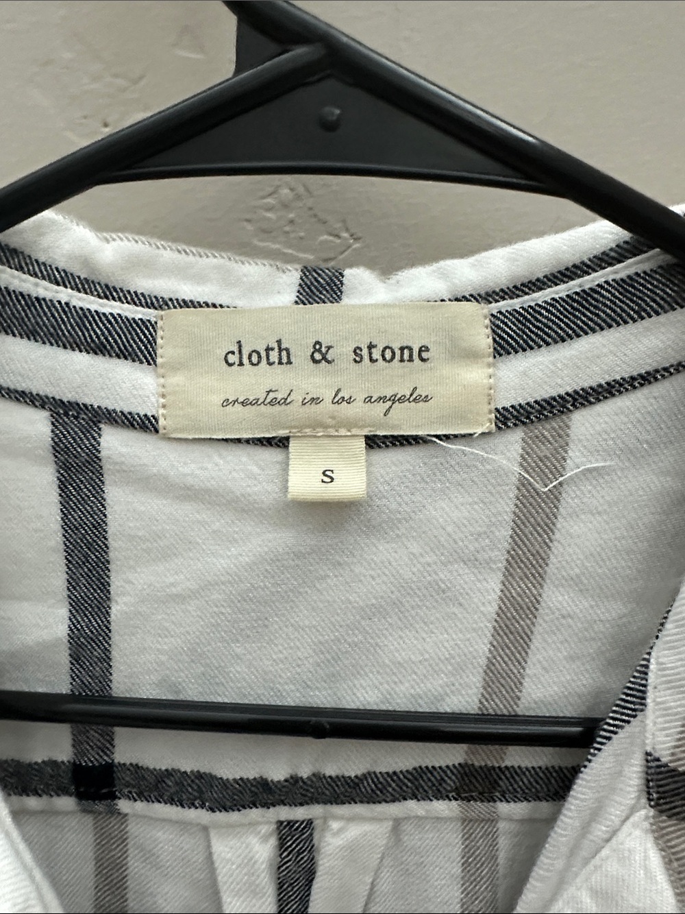 cloth & stone White Plaid Button-Down Shirt with Black and Tan Stripes - Picture 2 of 4